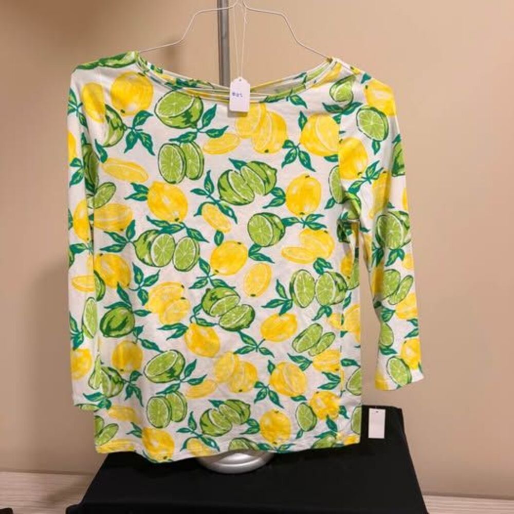 S Talbots Lemon and Lime Print Top